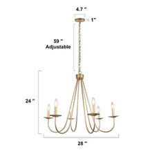 Barry 6-Light 28" Modern Gold Chandelier, Candlestick