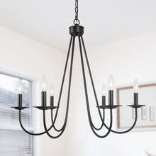 Barry 6-Light 27" Modern Matte Black Chandelier, Candlesticks