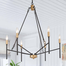 Colby 6-Light 27" Modern Black Chandelier, Radial Candlesticks