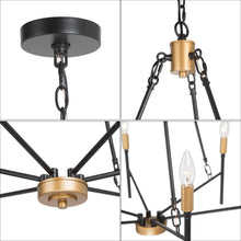 Colby 6-Light 27" Modern Black Chandelier, Radial Candlesticks