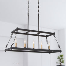 5-Light 30-in Black&Gold Industrial Rectangle Kitchen Island Light