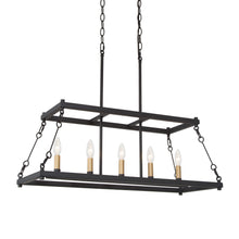 5-Light 30-in Black&Gold Industrial Rectangle Kitchen Island Light