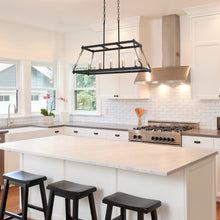 5-Light 30-in Black&Gold Industrial Rectangle Kitchen Island Light