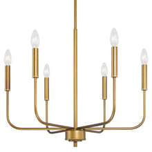 Tethysia 6-Light 22" Modern Brushed Gold Chandelier, Candlesticks