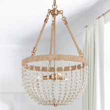 Vernicagin 3-Light Modern Gold Chandelier, Woven Rope, Metal Beads