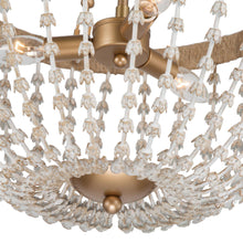 Vernicagin 3-Light Modern Gold Chandelier, Woven Rope, Metal Beads