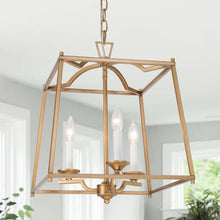 Cemithersia 3-Light 15" Modern Gold Chandelier, Square Metal Frame