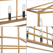 Ala 6-Light Black & Gold Metal Rectangle Frame Kitchen Island Lights