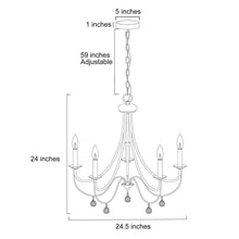 Clement 5-Light 24.5" Modern Black Crystal Chandelier, Candlestick