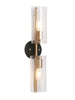 Tethysia 2-Light Modern Black and Gold Seeded Glass  Wall Sconce