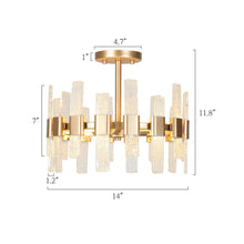 Tethysia 3-Light Small Gold Semi-Flush-Mount Light