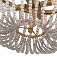 Lanstidiyma 4-Light 16" Coastal Gold Chandelier, Wood Beads