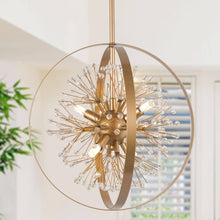 Porgy 4-Light 15" Modern Gold Crystal Chandelier, Globe