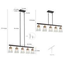 Dendrophylax 5-Light 34"Modern Cone Glass Black Chandelier, Linear