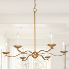 Cemithersia 6-Light 30" Modern Gold Chandelier, Candlestick