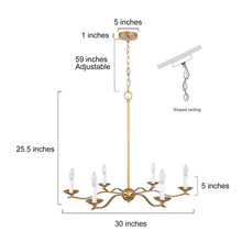 Cemithersia 6-Light 30" Modern Gold Chandelier, Candlestick