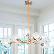 Sigrid 6-Light 31.5" Modern Globe Glass Gold Chandelier, Sputnik