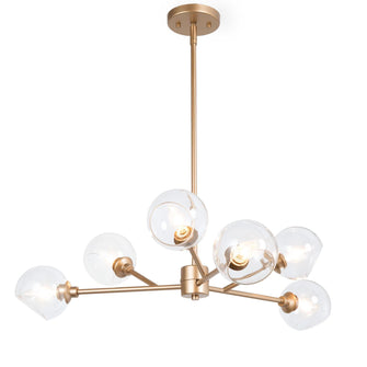 Sigrid 6-Light 31.5" Modern Globe Glass Gold Chandelier, Sputnik