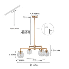 Edward 4-Light 28" Modern Gold Chandelier, Sputnik, Globe Glass