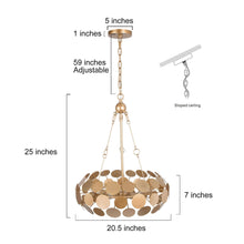 Adonisior 3-Light 20.5" Modern Gold Chandelier, Metal Sheet Drum