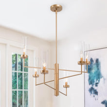 Bloodroot 6-Light 26" Modern Gold Chandelier, Sputnik Candlesticks