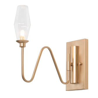 1-Light Modern Gold Wall with Clear Glass Wine Cup Wall Sconces