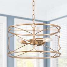 Fupotoss 3-Light 15.5" Modern Gold Chandelier, Metal Frame Drum