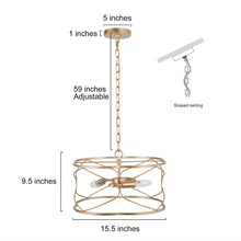 Fupotoss 3-Light 15.5" Modern Gold Chandelier, Metal Frame Drum