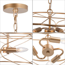 Fupotoss 3-Light 15.5" Modern Gold Chandelier, Metal Frame Drum