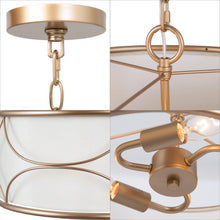 Blissvent 3-Light 17.5" Modern Gold Chandelier, Fabric Drum