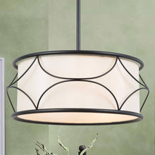 Blissvent 3-Light 17.5" Modern Matte Black Chandelier, Fabric Drum