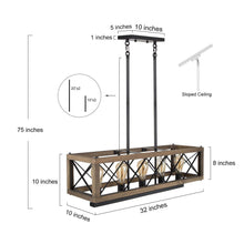 Teloroay 5-Light 32-in Black&Wood Farmhouse Rectangle Kitchen Island Light