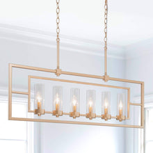 Unelefante 6-Light 37.5" Modern Gold Chandelier, Rectangle