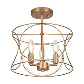 Halimeda 3-Light Small Gold Semi-Flush-Mount Light