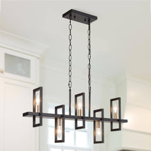 Hengrava 5-Light 32" Modern Black Chandelier, Rectangle Pendant