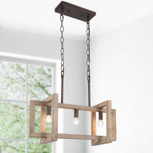 Wordsworth 3-Light 21.5-in Black&Wood Farmhouse Rectangle Kitchen Island Light