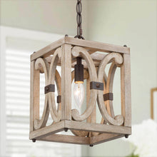 Tubastrea 1-Light 8" Wood Farmhouse Square Pendant Light Fixtures