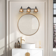 3-Light Black and Gold Vanity Light