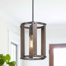 Paeonia 1-Light 6.5" Wood Farmhouse Cylinder Pendant Light Fixtures