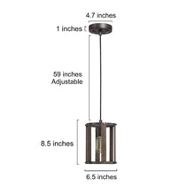 Paeonia 1-Light 6.5" Wood Farmhouse Cylinder Pendant Light Fixtures