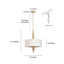 Avirrity 4-Light 16" Modern Gold Chandelier, Fabric Lamp Shade