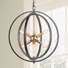 Donnement 6-Light 18.5" Modern Black Chandelier, Metal Frame Globe