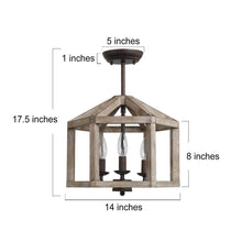 Penetrar 3-Light Small Wood Semi-Flush-Mount Light