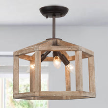 Penetrar 3-Light Small Wood Semi-Flush-Mount Light