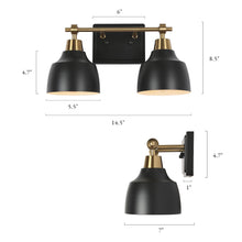 Hyelducc 2-Light Black and Brass Vanity Light