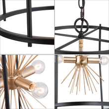 Iianmin 4-Light 13"Modern Black & Brass Chandelier, Cylinder Frame