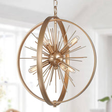 Iianmin 6-Light 18" Modern Gold Chandelier, Globe