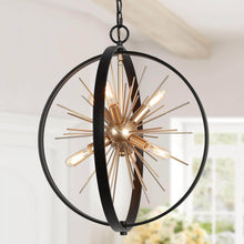 Iianmin 6-Light 18" Modern Black Chandelier, Globe