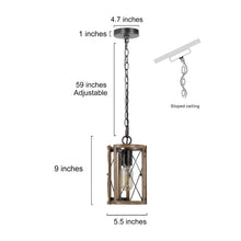 Muffsangh 1-Light Mini Wood Farmhouse Pendant Light Fixtures