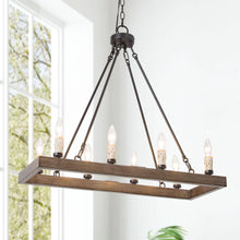 Lirienne 8-Light 29-in Black&Wood Farmhouse Rectangle Kitchen Island Light